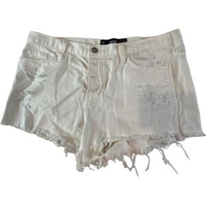 Hollister Womens Shorts Size 13/31 White High Rise Cut Off Distressed Button Fly